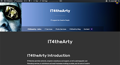 A screenshot of the new version of the IT4theArty website